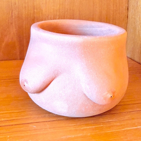 Rose Grown Goddessware Terracotta Boob Planter - Picture 1 of 4
